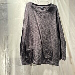 Faded Glory Lightweight Sweater XL Dark Gray Pullover Front Bottom Pockets Long